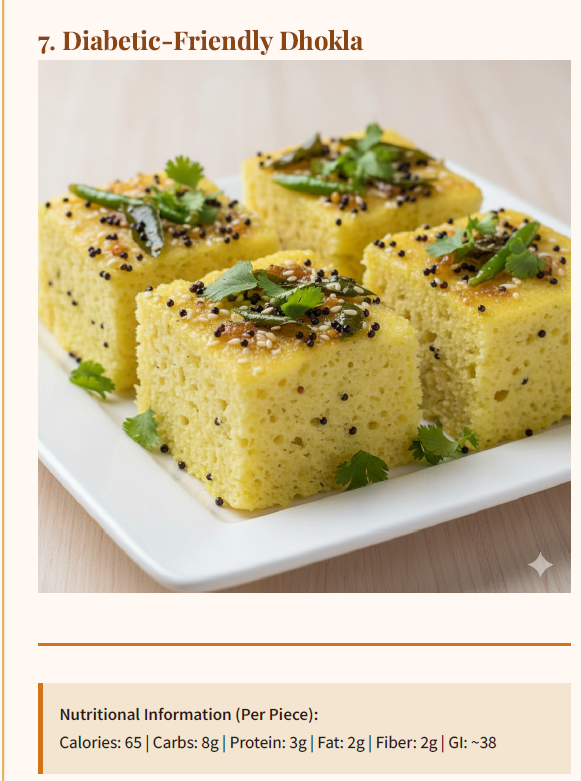Diabetic-friendly dhokla on a white plate with garnishes, displayed on a wooden surface.Muscle gain

Fat loss

Indian food

Protein supplements

Vegetarian high-proteiN

diabetic friendly